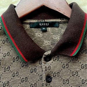 Authentic Mens-Gucci polo Brown on brown monogram-